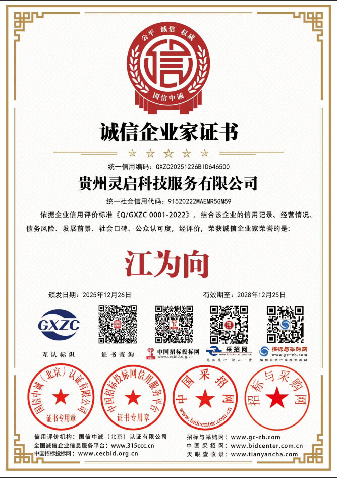 诚信企业家证书（江为向）